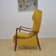 Mid-century Wingback armchair with folding footrest, 1960s