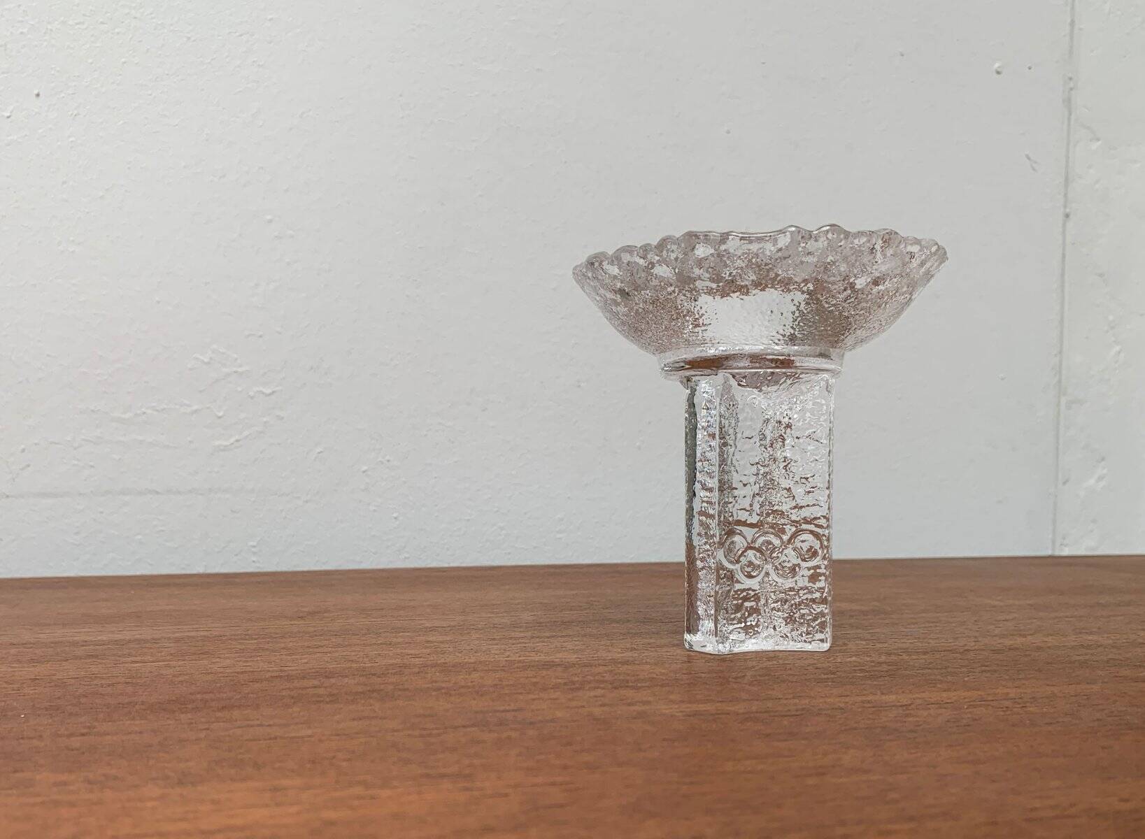 Olympics glass candle holder by Lars Hellsten for Orrefors, Sweden, 1984