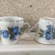 Coffee service in white porcelain pattern pink blue art deco