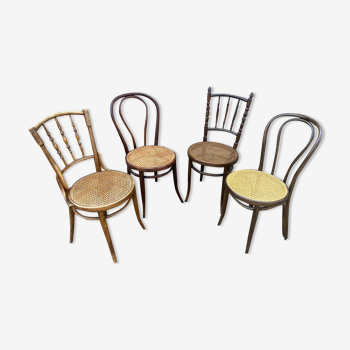 Lot de 4 chaises bistrot dépareillé bois courbé