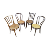Set of 4 Mismatched wooden bistro chairs