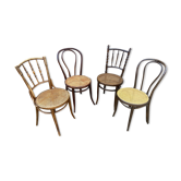 Lot de 4 chaises bistrot dépareillé bois courbé