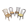 Lot de 4 chaises bistrot dépareillé bois courbé