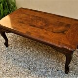 Italian wooden coffee table with marquetry inlaid top