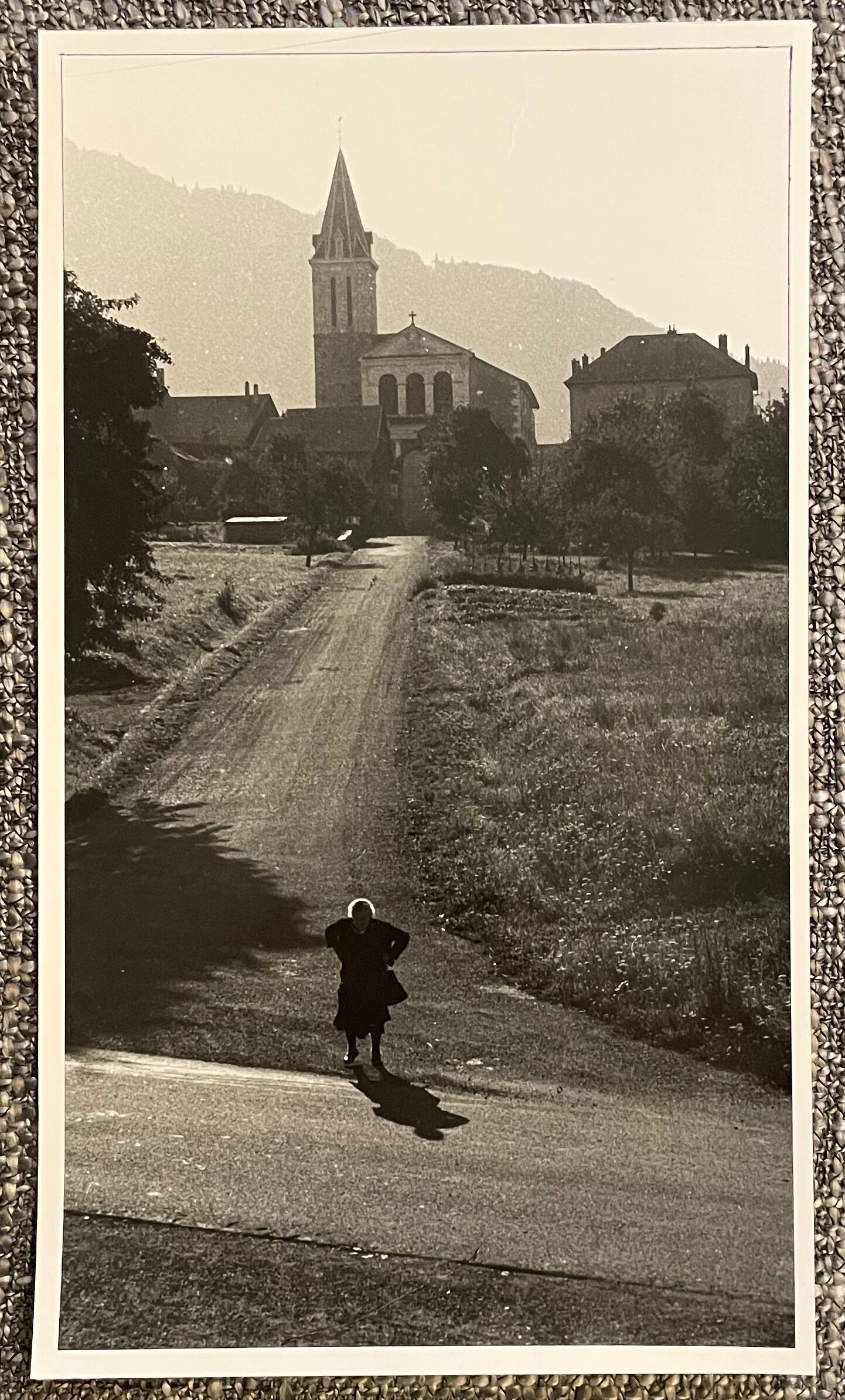 Photograph black and white silver print circa 1970 chemin de l'église