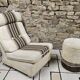 Boucle wool fireside chair and its 1970" vintage pouf