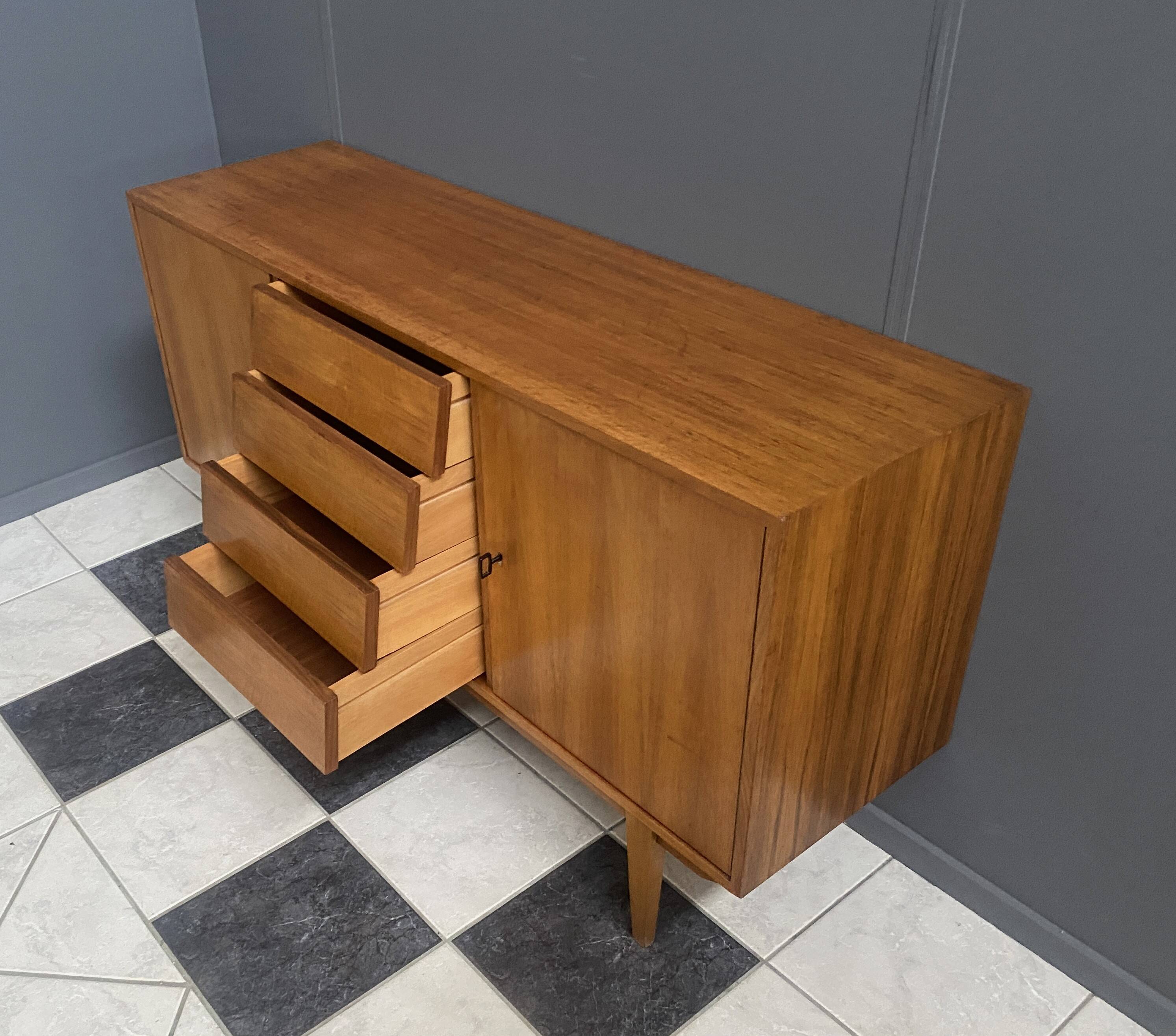wood sideboard 1960s 2 doors and 4 drawers in the middle