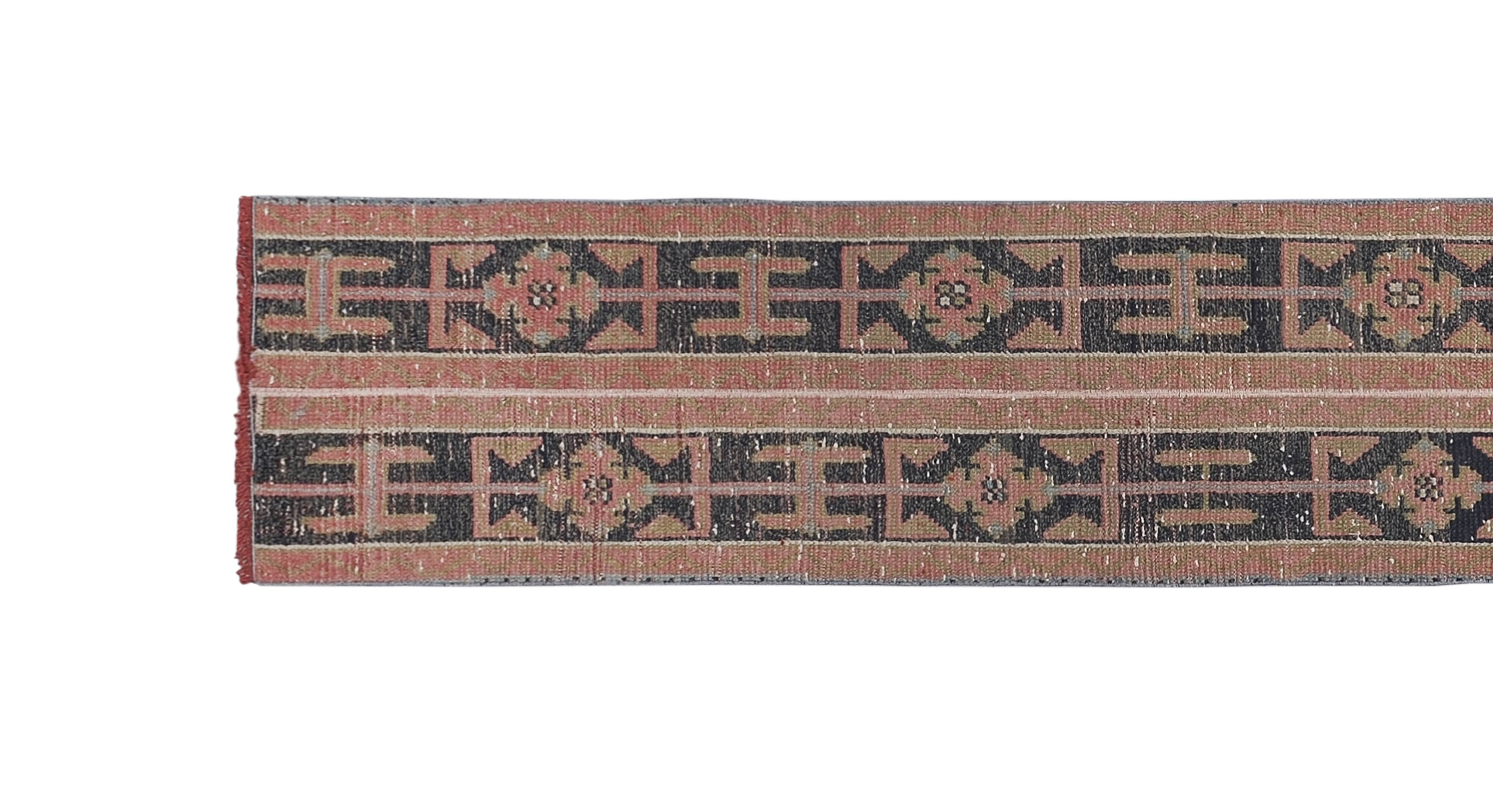 Vintage Turkish Oushak Rug Handwoven 48 x 297cm