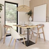 Professional chairs in beech and coated white textile