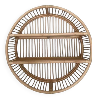 Round wall shelf in rattan and bamboo