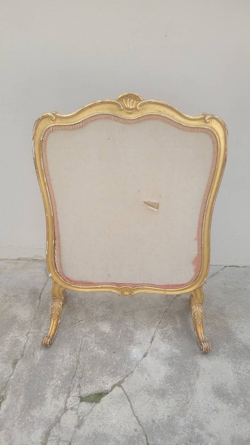 Louis xv style fireplace screen fire screen in gilded wood 19th century tapestry