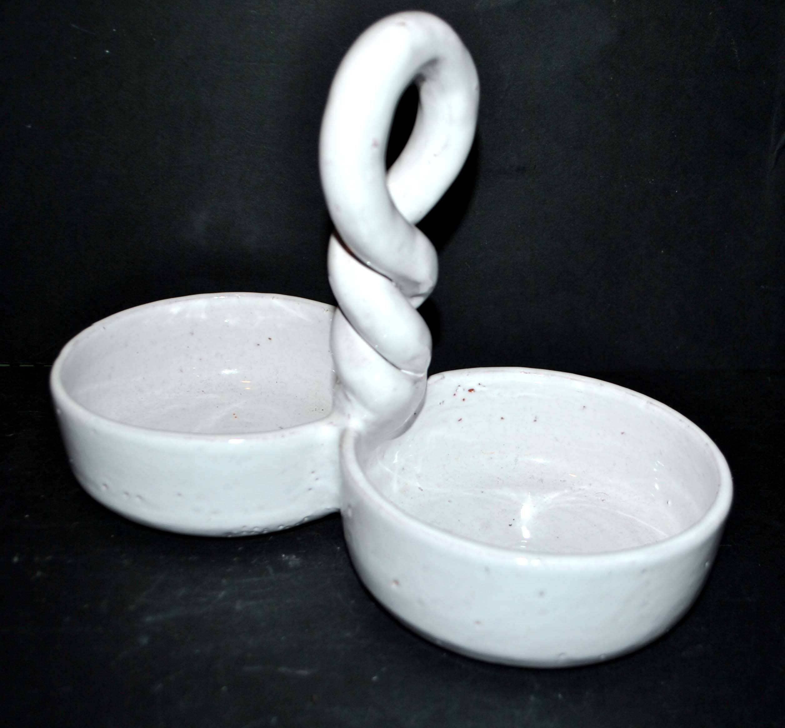 VALLAURIS, vintage ceramic pocket tray 1960 signed Ljj Laurent Jacques et Juliette 1960