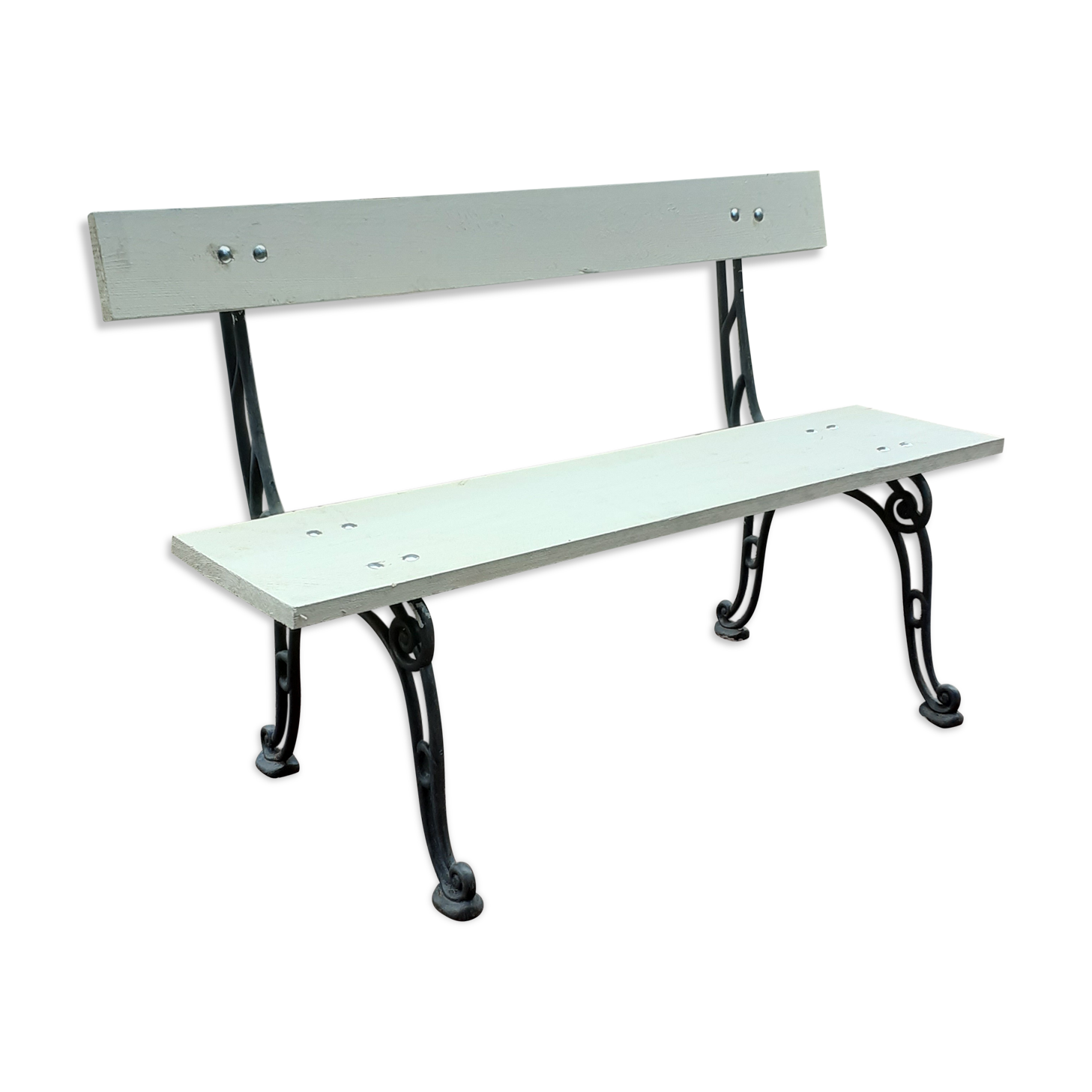 Garden bench with old cast-cast-or-cast-or-cast foot
