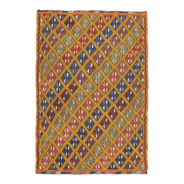 1970s Vintage Turkish Oushak Handmade Wool Cotton Orange Area Rug 158x233