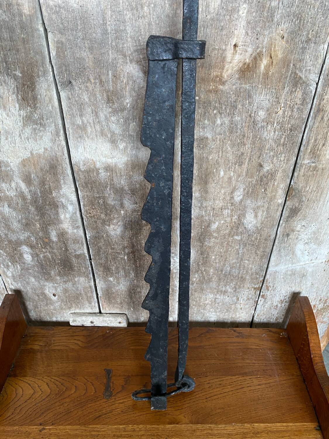 Old cooking rack fireplace wrought iron black 19th century vintage