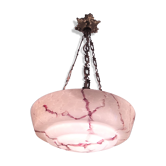 Lustre art déco en laiton et verre marbré, années 1950 - 1960