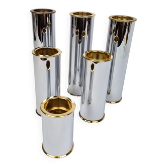 Modern Swedish chandeliers in brass and steel, Englesson, Sweden, 1970s.