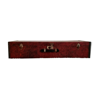 Old red leather handle malle