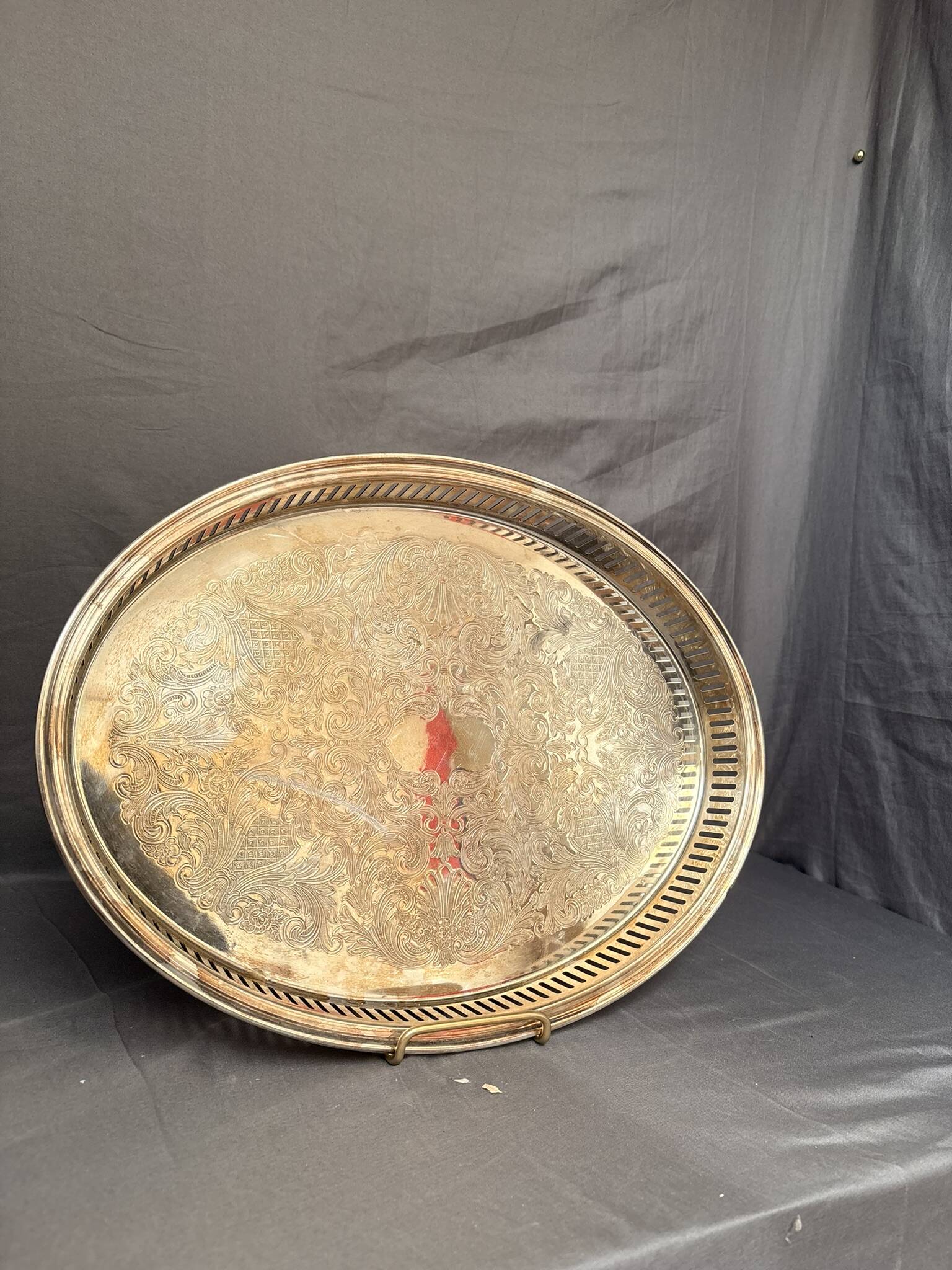 Antique Silver-Plated Metal Tray Rocaille Rococo Louis XV