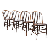 Set of 4 Countryside Style Dining Chairs, Spindle Back, Early 20th Century