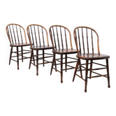 Set of 4 Countryside Style Dining Chairs, Spindle Back, Early 20th Century