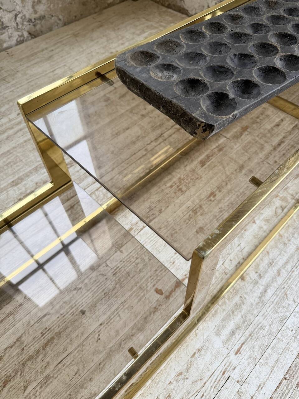 Brass shelf 1970 Belgo Chrom regency