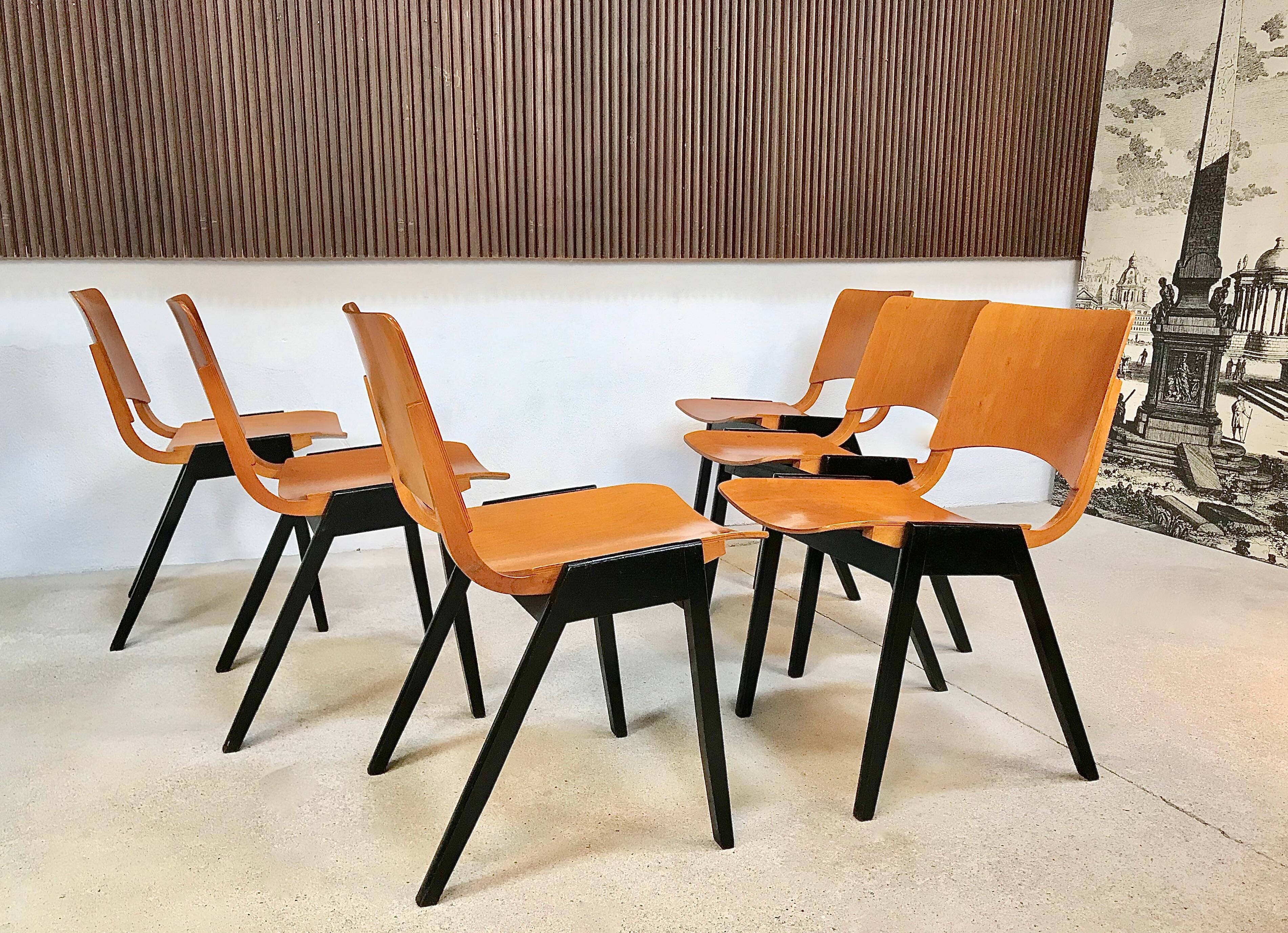 Set of 6 Dining Chairs P7 by Roland Rainer for E & A Pollack, Vienna 1952