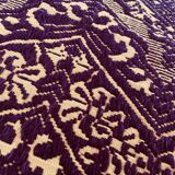 Tapis vintage roumain design marron violet sur fond jaune 185x130cm