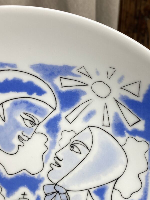 Assiette collector en porcelaine, Deshoulières, Jean Cocteau