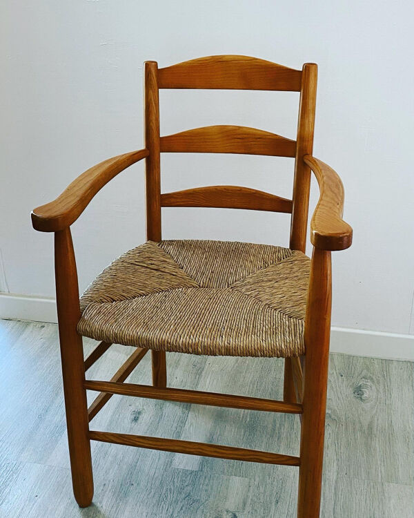 Fauteuil bois et paille