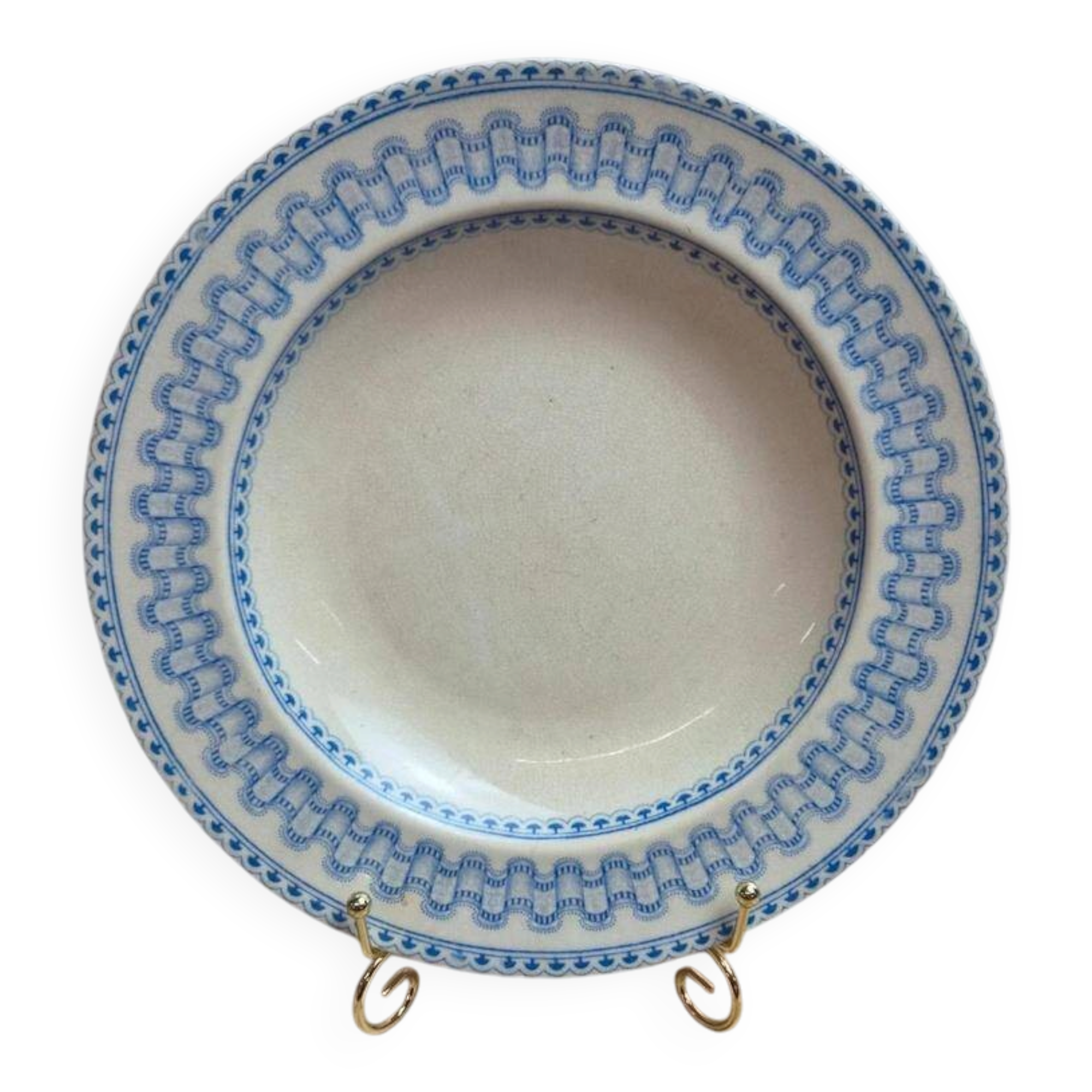Large antique English deep plate B.p.w.&m. Milan – Ironstone