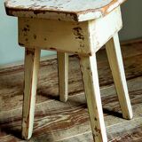 Workshop stool in antique patinated solid wood