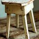 Workshop stool in antique patinated solid wood