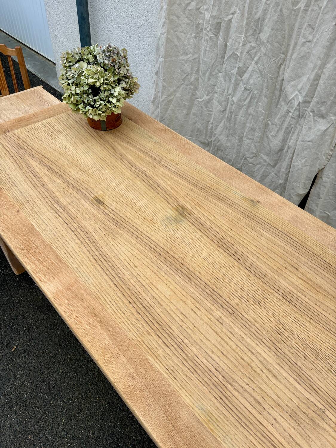 Raw wood farmhouse table
