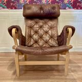 "Pernilla" leather armchair "Bruno Mathsson" 1960.