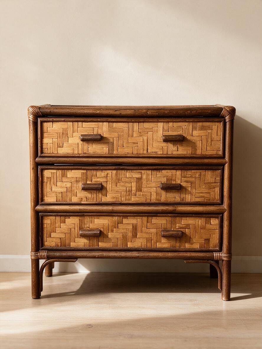 Commode rotin et bambou 1960