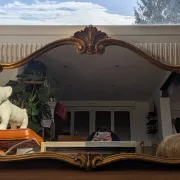 Large golden mirror in vintage Louis XV rocaille style, 144 cm