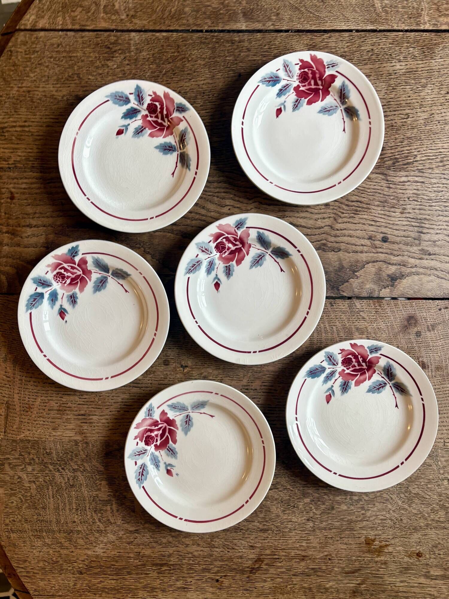 Set of 6 vintage dessert plates Model Nice by Moulin des Loups