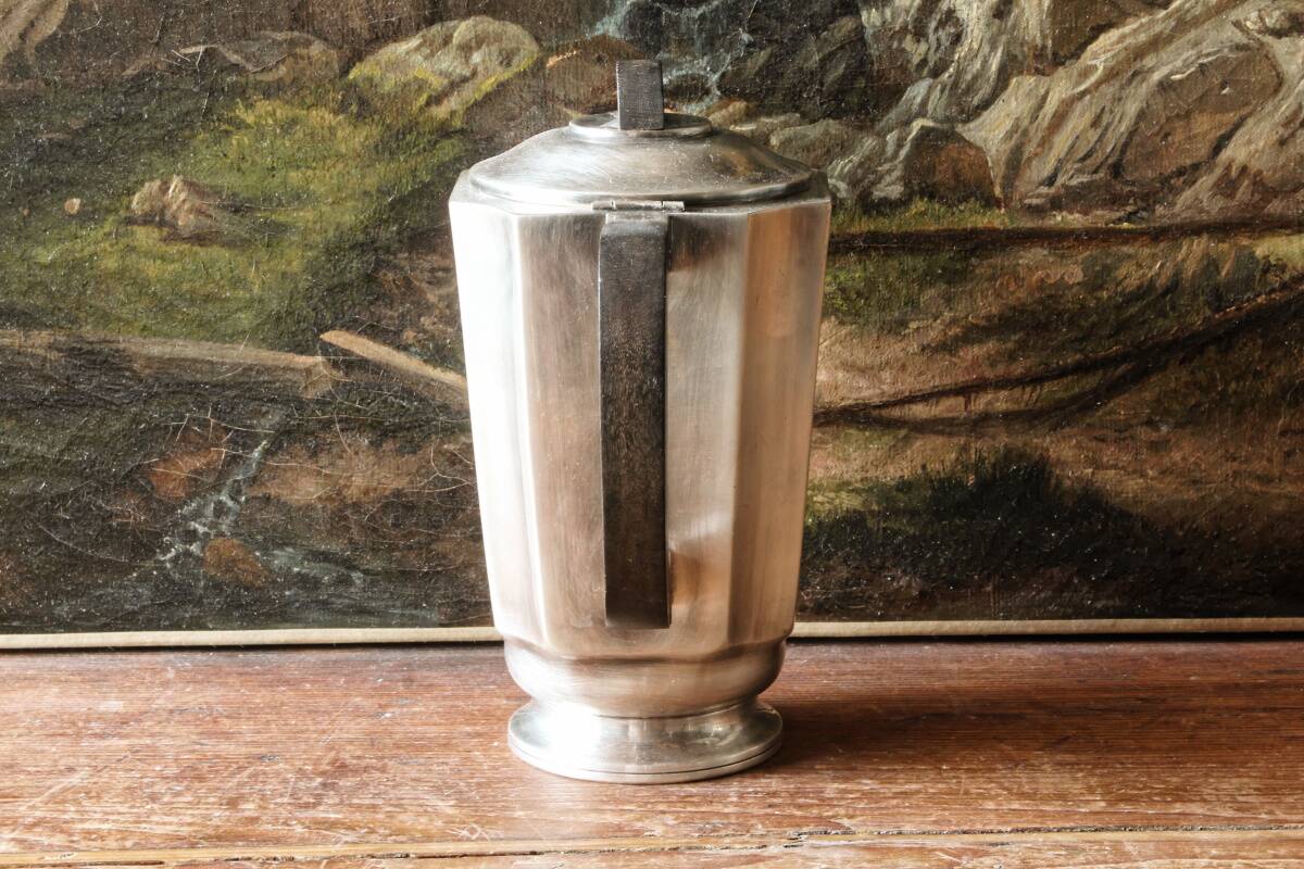 Service à café / thé, art déco en métal argenté et ébène