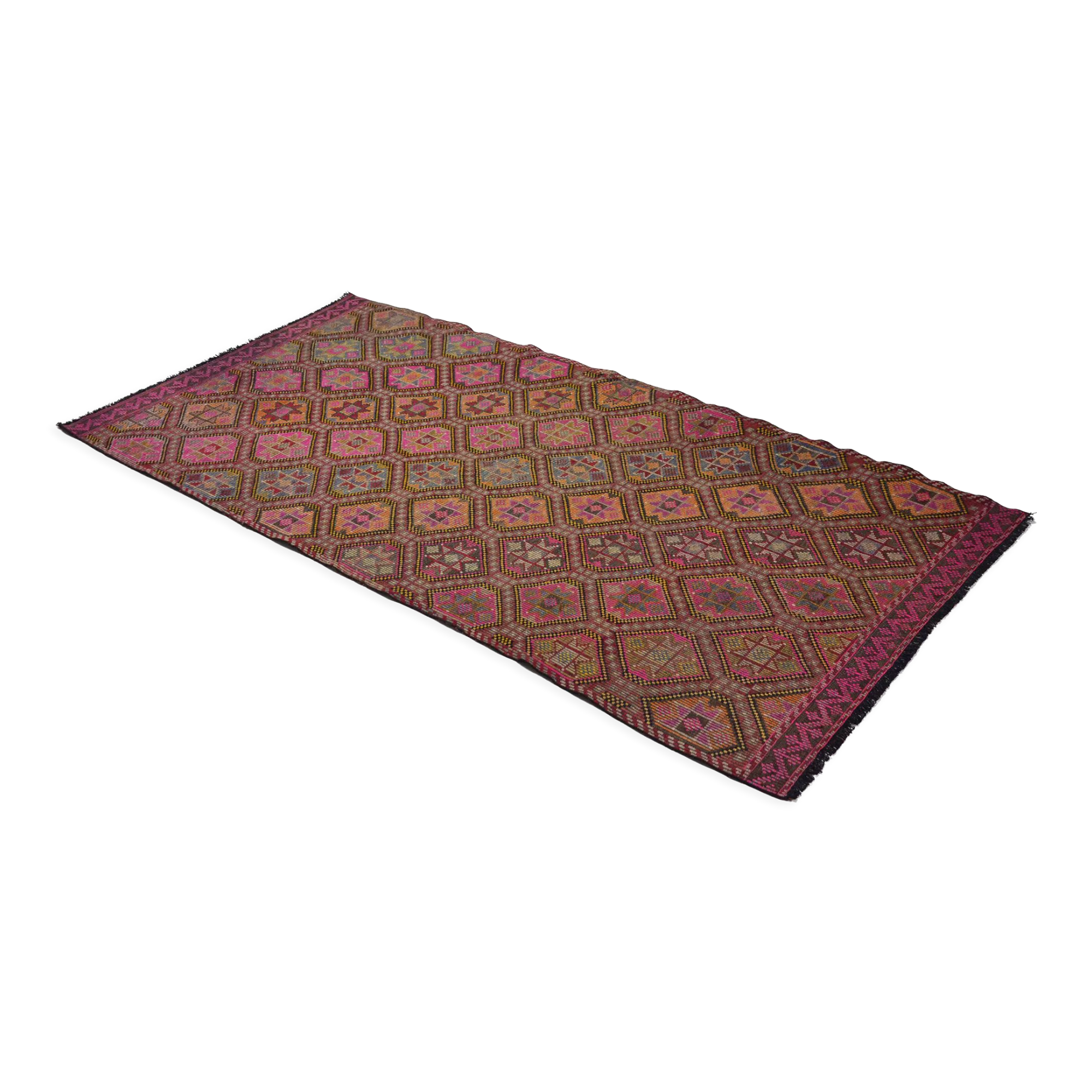 Anatolian handmade kilim rug 267 cm x 137 cm