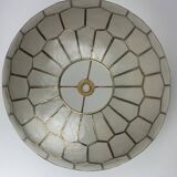Large Hollywood regency midcentury Capiz and brass table lamp, 1960s