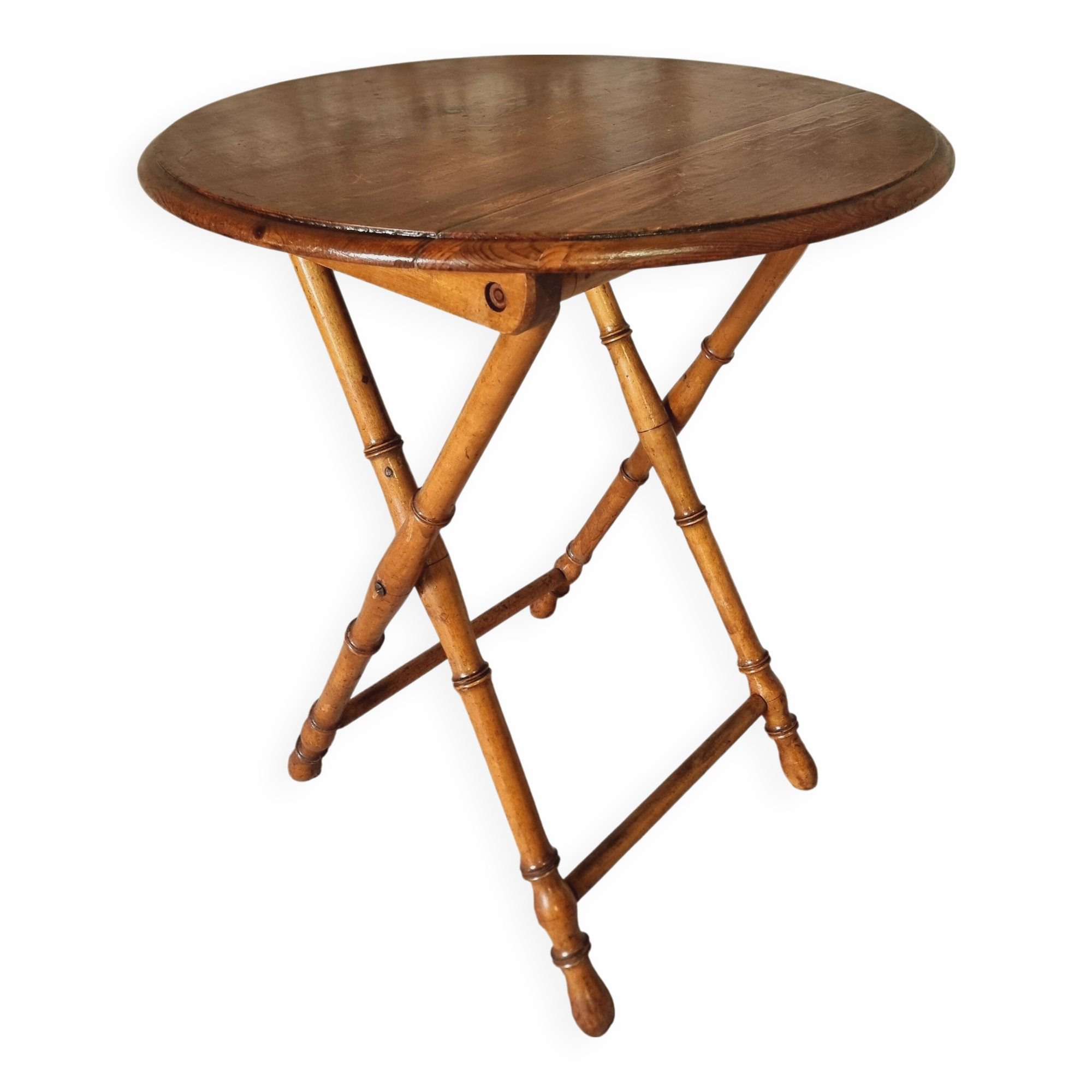 Faux Bamboo Folding Winemaker's Table - 1930s, Pine and Beech