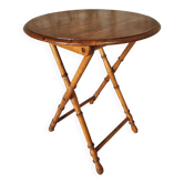 Table pliante de vigneron en faux bambou – Années 1930, pin et hêtre