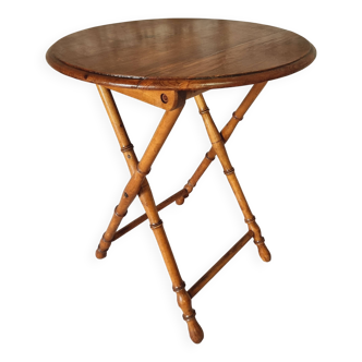 Table pliante de vigneron en faux bambou – Années 1930, pin et hêtre