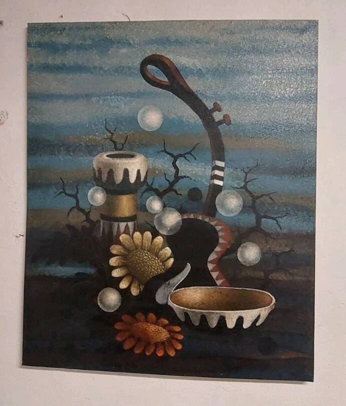 Gianfranco Rontani . Lucca (1926-2018) large oil on canvas 118 x 97 surrealist