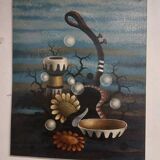 Gianfranco Rontani . Lucca (1926-2018) large oil on canvas 118 x 97 surrealist