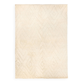 Tapis berbere beni ourain ecru avec motifs losanges 291 x 203 cm