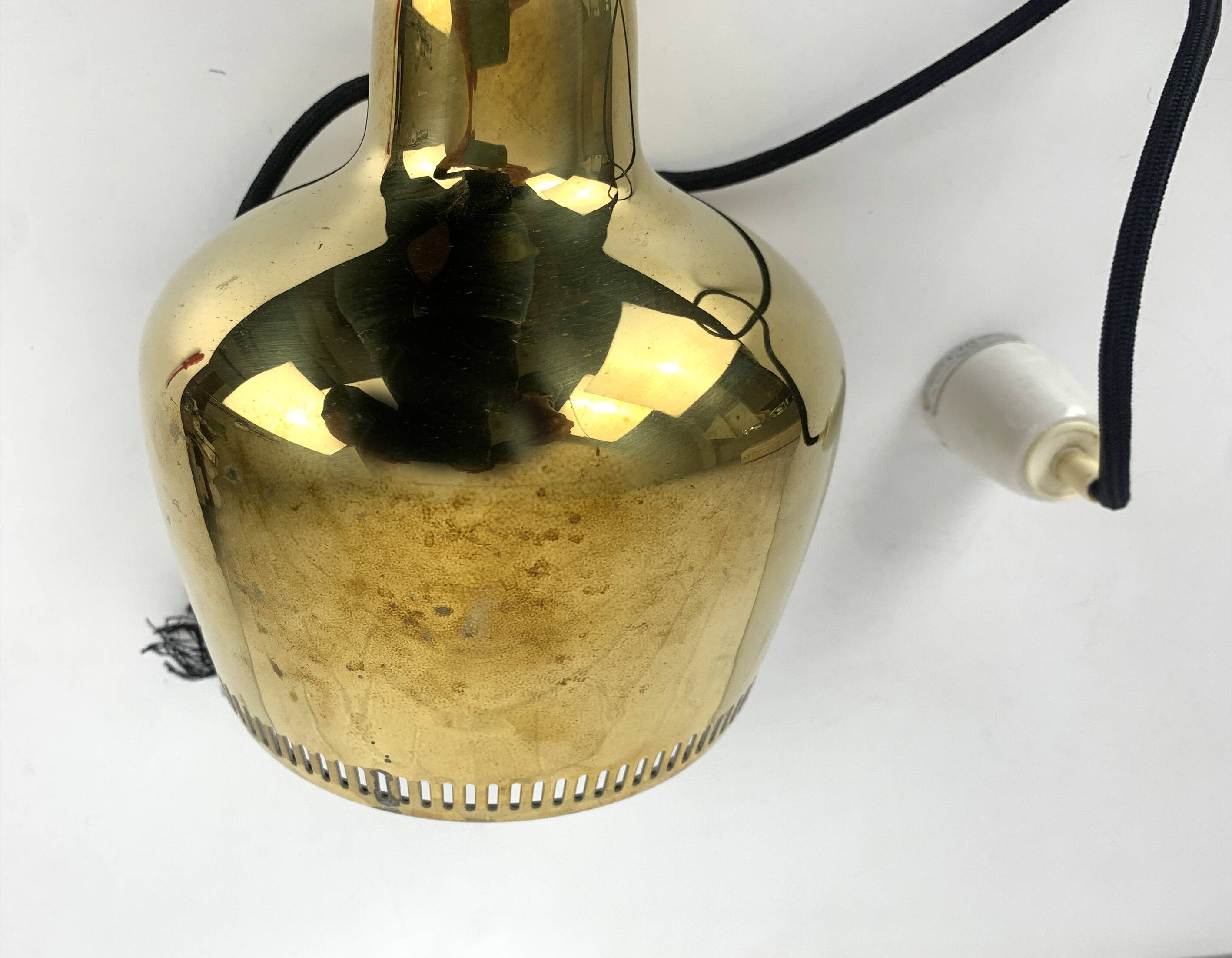 Golden Bell brass pendant light Alvar Aalto Louis Poulsen, Denmark 1950s