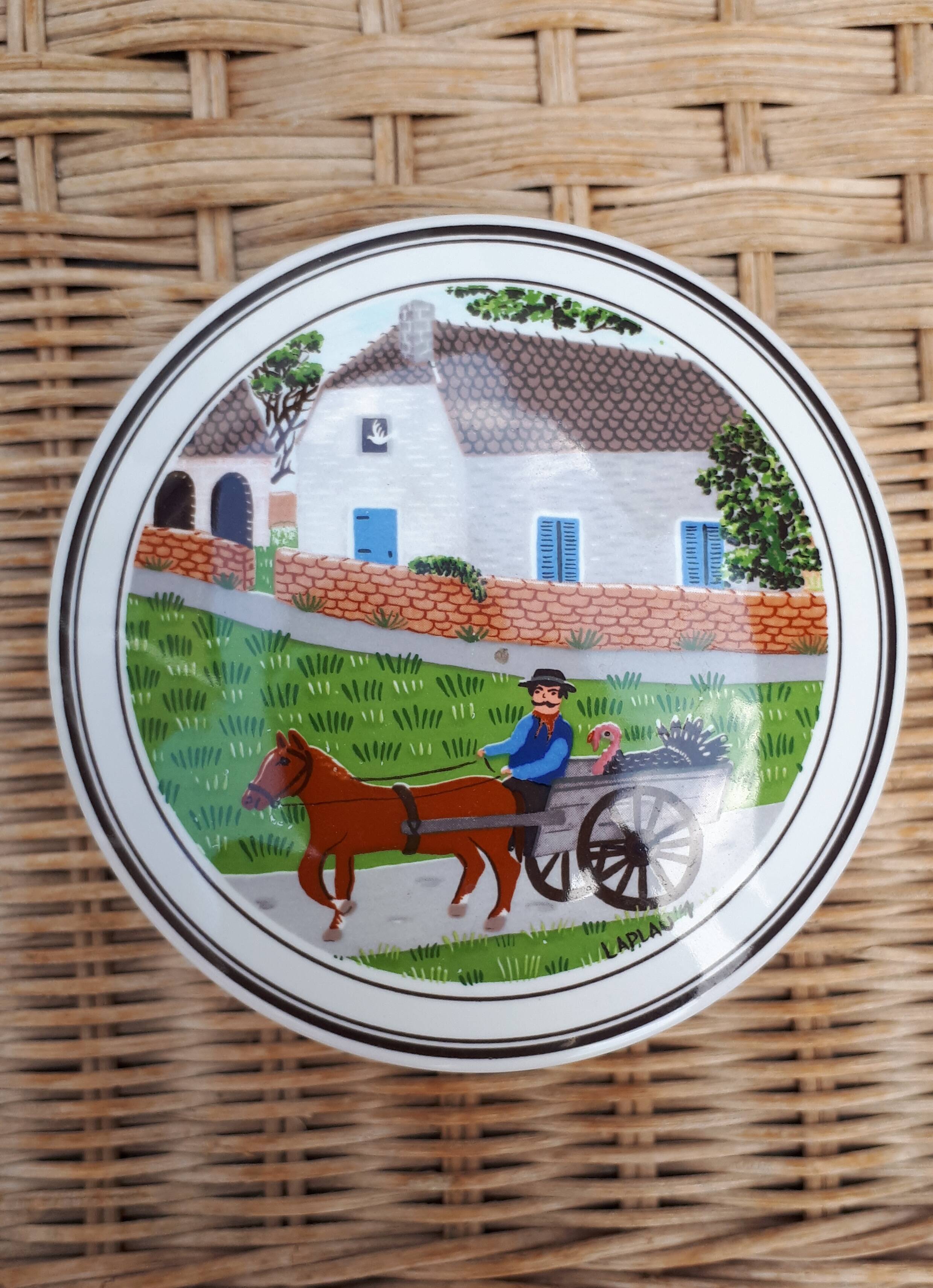 Boite en porcelaine Villeroy & Boch au décor naïf signé Laplau