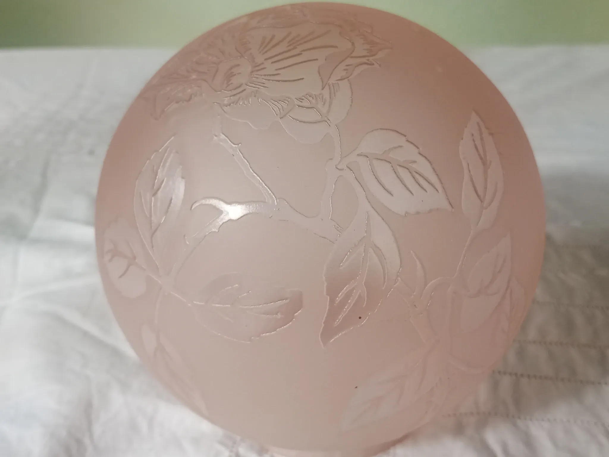 Sprat - frosted pink glass with pink flowers for chandelier lamp circa 1920